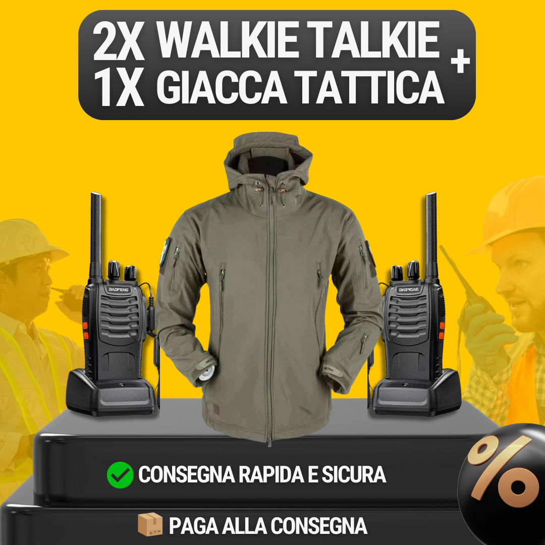 2X Walkie Talkie Pro + Giacca Tattica StormGuard